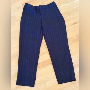 Banana Republic Women's Navy Plaid Straight-Leg Trousers